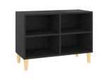 Syfax™ Mobile Tv Con Gambe In Legno Massello Nero 69,5X30X50 Cm