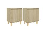 Syfax™ Comodini Gambe In Legno Massello 2Pz Rovere Sonoma 40X30X50Cm