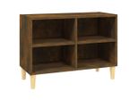 Syfax™ Mobile Tv Con Gambe In Legno Massello Rovere Fumo 69,5X30X50 Cm