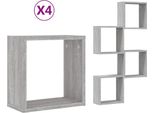 Syfax™ Mensole Parete A Cubo 4 Pz Grigio Sonoma 30X15X30 Cm