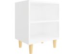 Syfax™ Comodino Con Gambe In Legno Massello Bianco 40X30X50 Cm