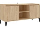 Syfax™ Mobile Tv Con Gambe In Metallo Rovere Sonoma 103,5X35X50 Cm
