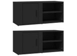 Syfax™ Mobili Porta Tv 2 Pz Nero 80X31,5X36 Cm In Legno Multistrato
