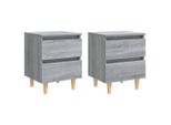 Syfax™ Comodini Gambe In Legno Massello 2 Pz Grigio Sonoma 40X30X50 Cm