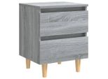 Syfax™ Comodino Con Gambe In Legno Massello Grigio Sonoma 40X30X50 Cm