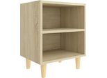 Syfax™ Comodino Con Gambe In Legno Massello Rovere Sonoma 40X30X50Cm