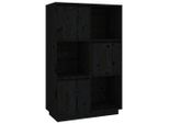 Syfax™ Credenza Nera 74X35X117 Cm In Legno Massello Di Pino