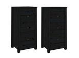 Syfax™ Credenze 2 Pz Nere 40X35X80 Cm In Legno Massello Di Pino