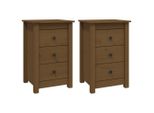 Syfax™ Comodini 2 Pz Ambra 40X35X61,5 Cm In Legno Massello Di Pino