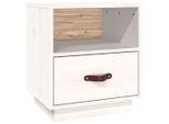 Syfax™ Comodino Bianco 40X34X45 Cm In Legno Massello Di Pino