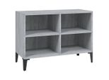 Syfax™ Mobile Tv Con Gambe In Metallo Grigio Sonoma 69,5X30X50 Cm