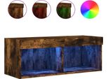 Syfax™ Mobile Porta Tv Con Luci Led Rovere Fumo 80X30X30 Cm