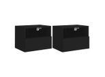 Syfax™ Mobili Tv A Parete 2Pz Neri 40X30X30 Cm In Legno Multistrato