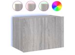 Syfax™ Mobile Tv A Parete Con Luci Led Grigio Sonoma 60X35X41 Cm
