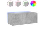 Syfax™ Mobile Tv A Parete Con Luci Led Grigio Cemento 80X35X31 Cm