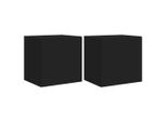 Syfax™ Mobili Tv A Parete Con Luci Led 2Pz Neri 40,5X35X40 Cm