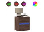 Syfax™ Mobile Tv A Parete Con Luci Led Rovere Marrone 41X31X45 Cm