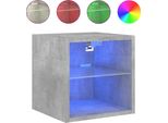 Syfax™ Mobile Tv A Parete Con Luci Led Grigio Cemento 30X28,5X30 Cm