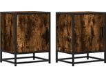 Syfax™ Comodini Rovere Fumo 2 Pz 40X31X50 Cm Legno Multistrato Metallo