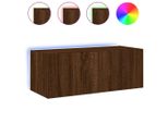 Syfax™ Mobile Tv A Parete Con Luci Led Rovere Marrone 80X35X31 Cm