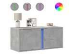 Syfax™ Mobile Tv A Parete Con Luci Led Grigio Cemento 80X31X35 Cm