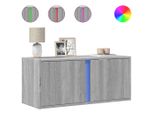 Syfax™ Mobile Tv A Parete Con Luci Led Grigio Sonoma 80X31X35 Cm