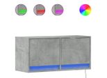 Syfax™ Mobile Tv A Parete Con Luci Led Grigio Cemento 80X31X35 Cm