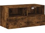 Syfax™ Mobile Tv A Parete Rovere Fumo 60X30X30 Cm In Legno Multistrato