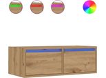 Syfax™ Mobile Porta Tv Con Luci Led Rovere Artigianale 75X35,5X25 Cm