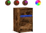Syfax™ Comodino Con Luci Led Rovere Fumo In Legno Multistrato