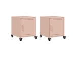Syfax™ Comodini 2 Pz Rosa 36X39X43,5 Cm In Acciaio