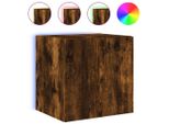Syfax™ Mobile Tv A Parete Con Luci Led Rovere Fumo 40,5X35X40 Cm