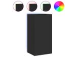 Syfax™ Mobile Tv A Parete Con Luci Led Nero 40,5X35X80 Cm
