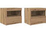 Syfax™ Armadio Da Notte 2 Pcs Rovere Artigianale 50 X 40 X 45 Cm