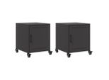Syfax™ Comodini 2 Pz Neri 36X39X43,5 Cm In Acciaio