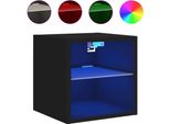 Syfax™ Mobile Tv A Parete Con Luci Led Nero 30X28,5X30 Cm