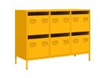 Syfax™ Credenza Giallo Senape 101,5X39X73,5 Cm Acciaio Laminato Freddo