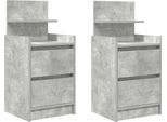 Syfax™ Comodini Con 2 Cassetti 2 Pz Grigio Cemento 38X34X80 Cm