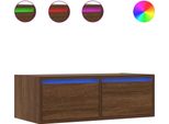 Syfax™ Mobile Porta Tv Con Luci Led Rovere Marrone 75X35,5X25 Cm