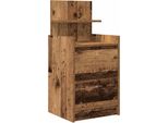 Syfax™ Comodino Con 2 Cassetti Legno Antico 38X34X80 Cm