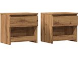 Syfax™ Comodini 2Pz Rovere Artigianale 40X30X39Cm In Legno Multistrato