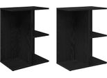 Syfax™ Comodini 2 Pz Rovere Nero 46,5X29X61 Cm In Legno Multistrato