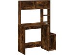 Syfax™ Scrivania Mensole Rovere Fumo 100X45X140 Cm Legno Multistrato