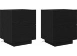 Syfax™ Armadio Da Notte Con Cassetto 2 Pcs Rovere Nero 45 X 40 X 55 Cm
