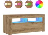Syfax™ Mobile Porta Tv Con Led Artigianale 90X35X40 Cm Multistrato