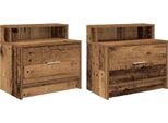 Syfax™ Comodini Con Cassetto 2 Pz In Legno Antico 51X31X47 Cm