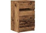 Syfax™ Comodino Con 3 Cassetti Legno Antico 39X35X65 Cm