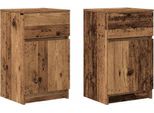 Syfax™ Comodini 2 Pz Legno Antico 39X35X65 Cm In Legno Multistrato