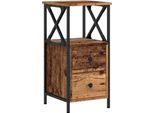Syfax™ Comodino Legno Antico 34X35,5X70 Cm In Legno Multistrato