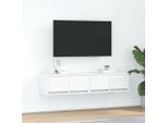 Syfax™ Mobili Tv A Parete 2Pz Bianchi 60X31X25,5 Cm Legno Multistrato